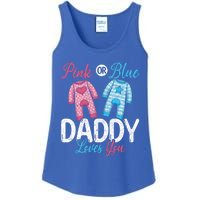 Future Dad Pink Or Blue Daddy Loves You Gender Reveal Gift Ladies Essential Tank