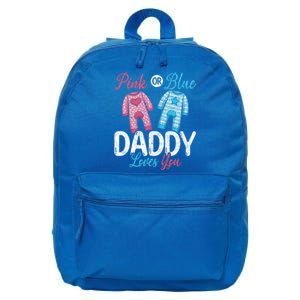 Future Dad Pink Or Blue Daddy Loves You Gender Reveal Gift 16 in Basic Backpack