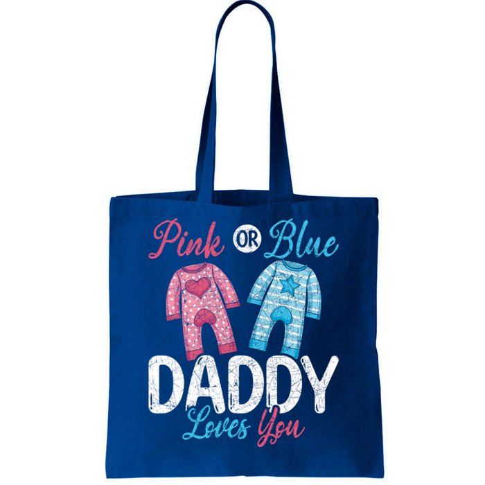 Future Dad Pink Or Blue Daddy Loves You Gender Reveal Gift Tote Bag