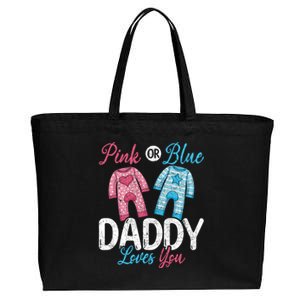 Future Dad Pink Or Blue Daddy Loves You Gender Reveal Gift Cotton Canvas Jumbo Tote