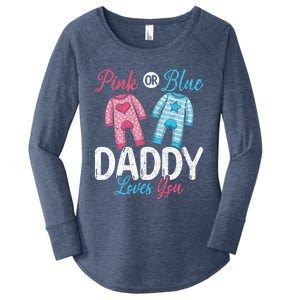 Future Dad Pink Or Blue Daddy Loves You Gender Reveal Gift Women's Perfect Tri Tunic Long Sleeve Shirt