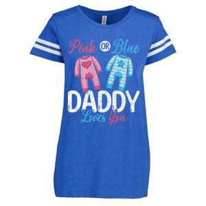 Future Dad Pink Or Blue Daddy Loves You Gender Reveal Gift Enza Ladies Jersey Football T-Shirt