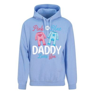 Future Dad Pink Or Blue Daddy Loves You Gender Reveal Gift Unisex Surf Hoodie