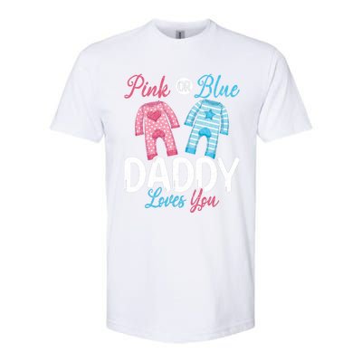 Future Dad Pink Or Blue Daddy Loves You Gender Reveal Gift Softstyle® CVC T-Shirt