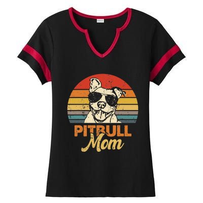 Funny Dog Pitbull Mom Pittie Mom Mother's Day Ladies Halftime Notch Neck Tee