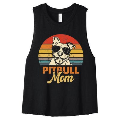 Funny Dog Pitbull Mom Pittie Mom Mother's Day Women's Racerback Cropped Tank