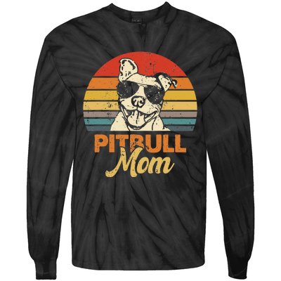 Funny Dog Pitbull Mom Pittie Mom Mother's Day Tie-Dye Long Sleeve Shirt