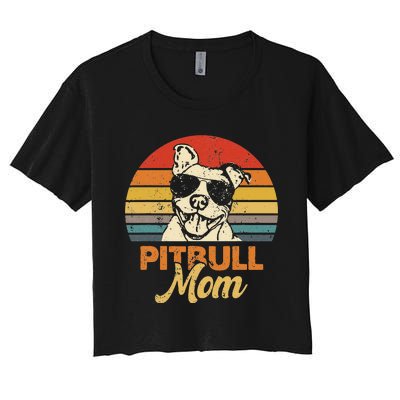 Funny Dog Pitbull Mom Pittie Mom Mother's Day Women's Crop Top Tee