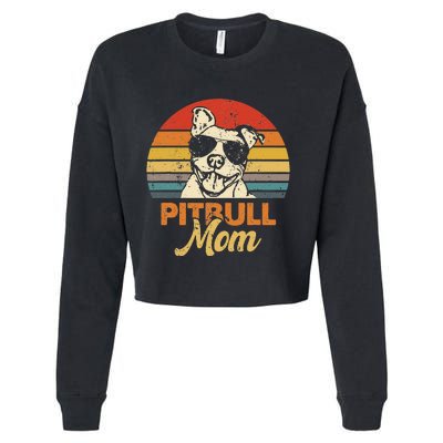 Funny Dog Pitbull Mom Pittie Mom Mother's Day Cropped Pullover Crew