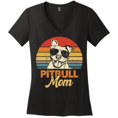 Funny Dog Pitbull Mom Pittie Mom Mother's Day Women's V-Neck T-Shirt