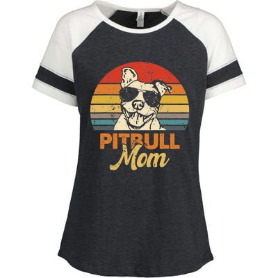 Funny Dog Pitbull Mom Pittie Mom Mother's Day Enza Ladies Jersey Colorblock Tee