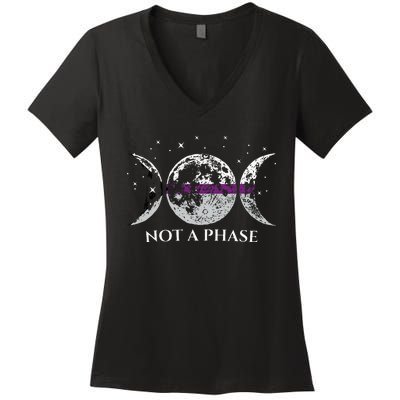 Funny Demisexual Pride Flag Not A Phase Women's V-Neck T-Shirt