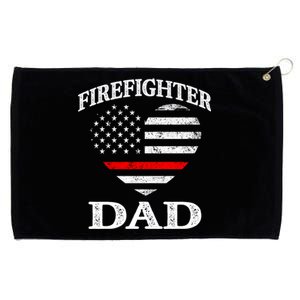 Firefighter Dad Patriotic Us Flag Heart Fire Firefighting Gift Grommeted Golf Towel