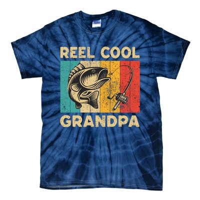 FatherS Day Present Funny Fishing Reel Cool Grandpa Tie-Dye T-Shirt