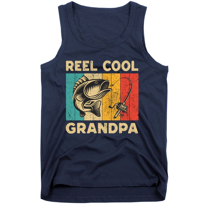 FatherS Day Present Funny Fishing Reel Cool Grandpa Tank Top