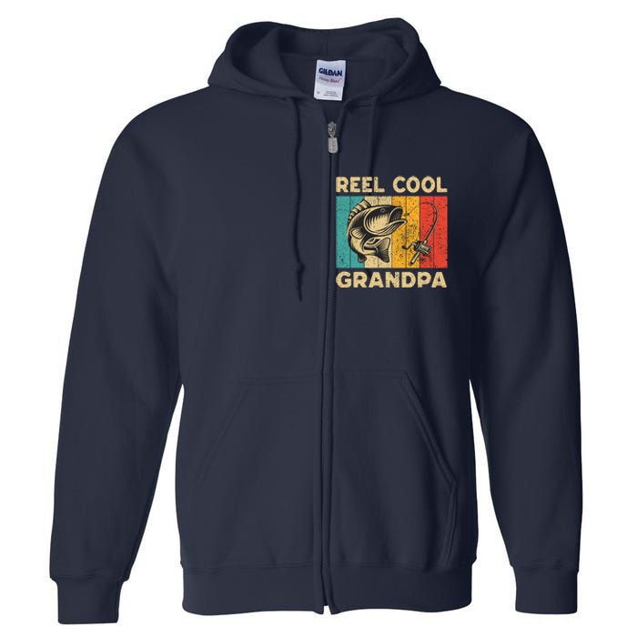 FatherS Day Present Funny Fishing Reel Cool Grandpa Full Zip Hoodie