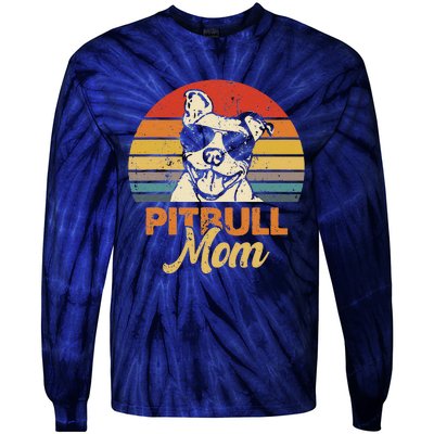 Funny Dog Pitbull Mom Pittie Mom Mother's Day Tie-Dye Long Sleeve Shirt