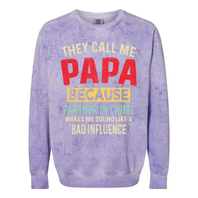 FatherS Day Papa Partner In Crime Colorblast Crewneck Sweatshirt