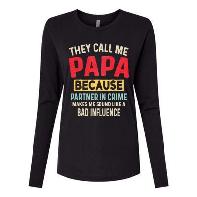 FatherS Day Papa Partner In Crime Womens Cotton Relaxed Long Sleeve T-Shirt