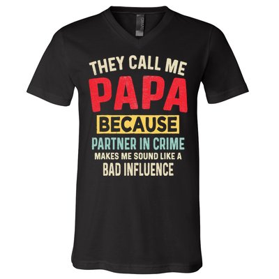 FatherS Day Papa Partner In Crime V-Neck T-Shirt