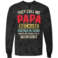 FatherS Day Papa Partner In Crime Tie-Dye Long Sleeve Shirt