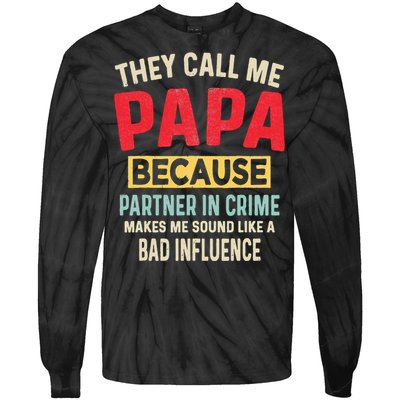 FatherS Day Papa Partner In Crime Tie-Dye Long Sleeve Shirt