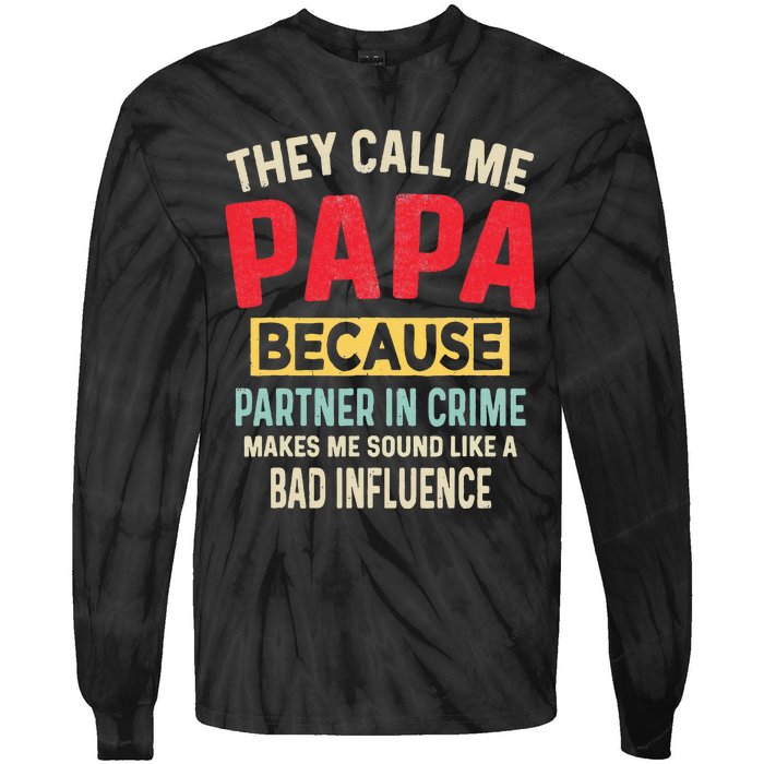 FatherS Day Papa Partner In Crime Tie-Dye Long Sleeve Shirt