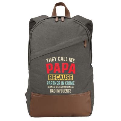 FatherS Day Papa Partner In Crime Cotton Canvas Backpack