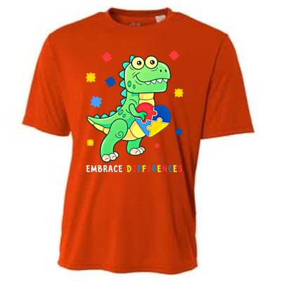 Funny Dinosaur Puzzle Piece Autism Awareness Cool Gift Cooling Performance Crew T-Shirt