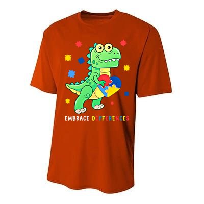 Funny Dinosaur Puzzle Piece Autism Awareness Cool Gift Performance Sprint T-Shirt