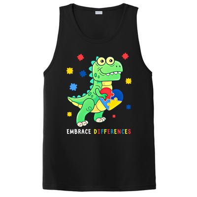 Funny Dinosaur Puzzle Piece Autism Awareness Cool Gift PosiCharge Competitor Tank