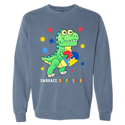 Funny Dinosaur Puzzle Piece Autism Awareness Cool Gift Garment-Dyed Sweatshirt