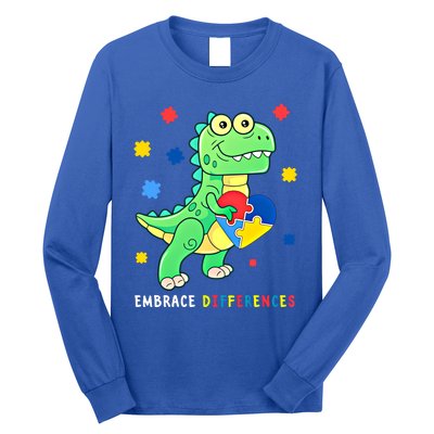 Funny Dinosaur Puzzle Piece Autism Awareness Cool Gift Long Sleeve Shirt