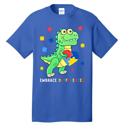 Funny Dinosaur Puzzle Piece Autism Awareness Cool Gift Tall T-Shirt