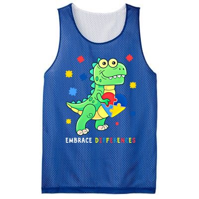 Funny Dinosaur Puzzle Piece Autism Awareness Cool Gift Mesh Reversible Basketball Jersey Tank