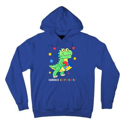 Funny Dinosaur Puzzle Piece Autism Awareness Cool Gift Tall Hoodie