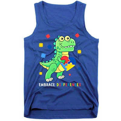 Funny Dinosaur Puzzle Piece Autism Awareness Cool Gift Tank Top