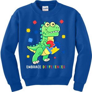 Funny Dinosaur Puzzle Piece Autism Awareness Cool Gift Kids Sweatshirt