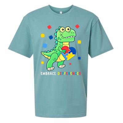 Funny Dinosaur Puzzle Piece Autism Awareness Cool Gift Sueded Cloud Jersey T-Shirt