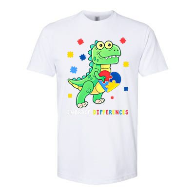 Funny Dinosaur Puzzle Piece Autism Awareness Cool Gift Softstyle CVC T-Shirt