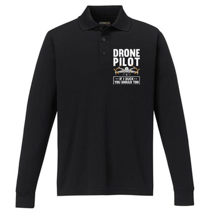 Funny Drone Pilot For RC Racing Pilots Flying FPV Performance Long Sleeve Polo