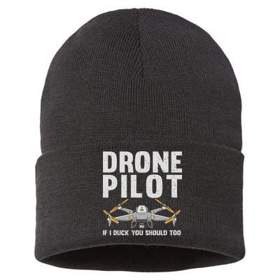 Funny Drone Pilot Design For Women Drone Operator Sustainable Knit Beanie