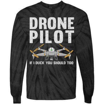 Funny Drone Pilot Design For Women Drone Operator Tie-Dye Long Sleeve Shirt