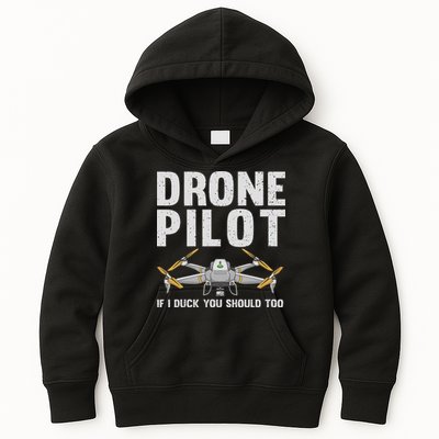 Funny Drone Pilot Design For Women Drone Operator Kids Hoodie