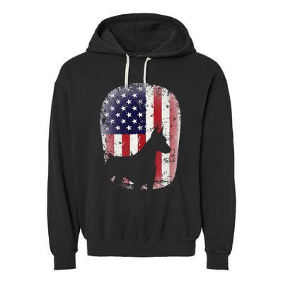 Funny Doberman Pinscher Art For  Doberman US Flag Garment-Dyed Fleece Hoodie