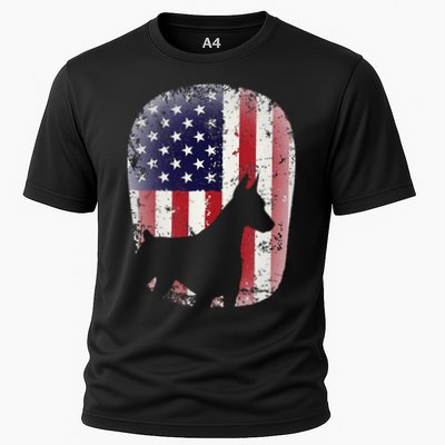 Funny Doberman Pinscher Art For  Doberman US Flag Performance Shirt