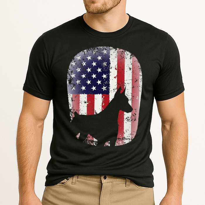 Funny Doberman Pinscher Art For  Doberman US Flag Cooling Performance Crew T-Shirt