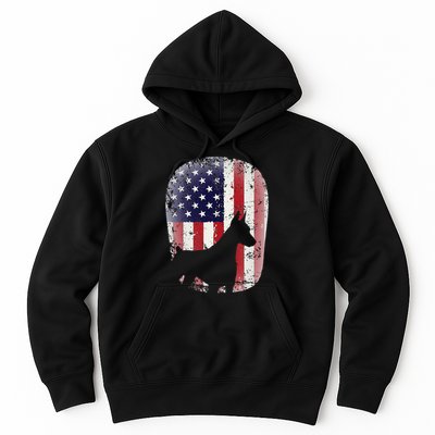 Funny Doberman Pinscher Art For  Doberman US Flag Hoodie