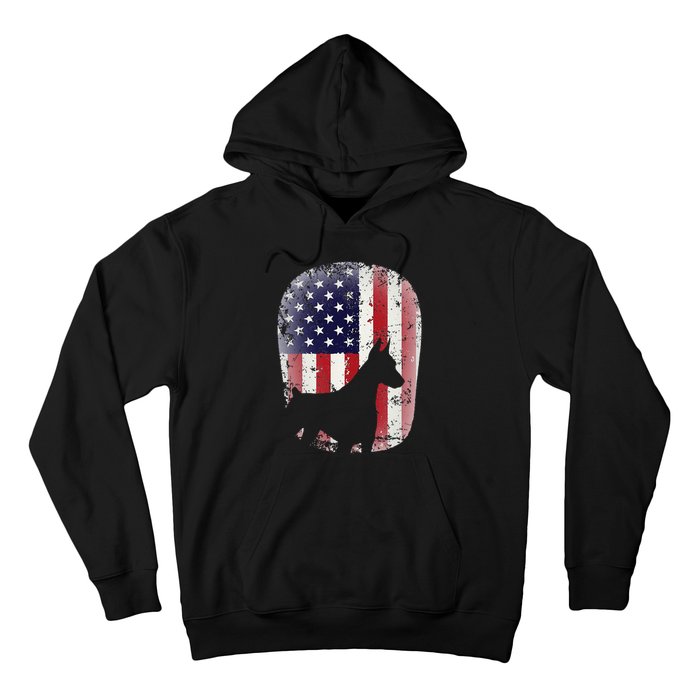 Funny Doberman Pinscher Art For  Doberman US Flag Hoodie