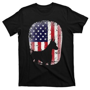 Funny Doberman Pinscher Art For  Doberman US Flag T-Shirt